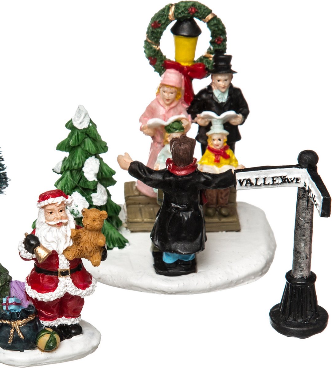 Feeric Kerstdorp accessoires - miniatuur - boompjes - figuurtjes - polyresin – foto 2