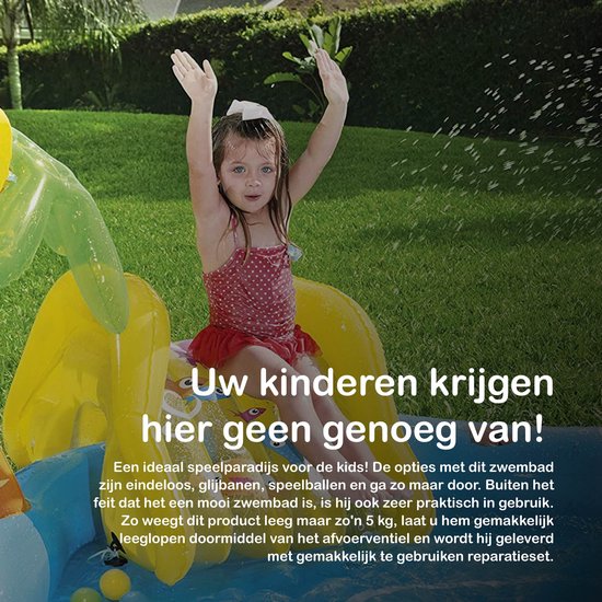 Luxe Speelcentrum - Opblaaszwembad - Speelmat - Zwembad voor Kinderen - Waterpretpark - Inclusief Glijbaan en Speelgoed - Inclusief EBOOK