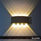 Elumia® FIRENZE LED Wandlamp Ovaal voor Binnen en Buiten - Warm Wit (2700K – 3000K) - 22 x 8 x 4 cm – Aluminium Coating Zwart - Industrieel - Scandinavisch Design - Eenvoudig te Monteren