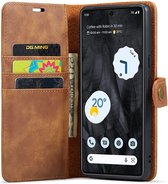 DG Ming Hoesje voor de Google Pixel 8 Pro - Retro Wallet Book Case - Telefoonhoesje Kunstleer met Pasjes - Portemonnee Hoesje met Kaarthouder op achterkant Bruin