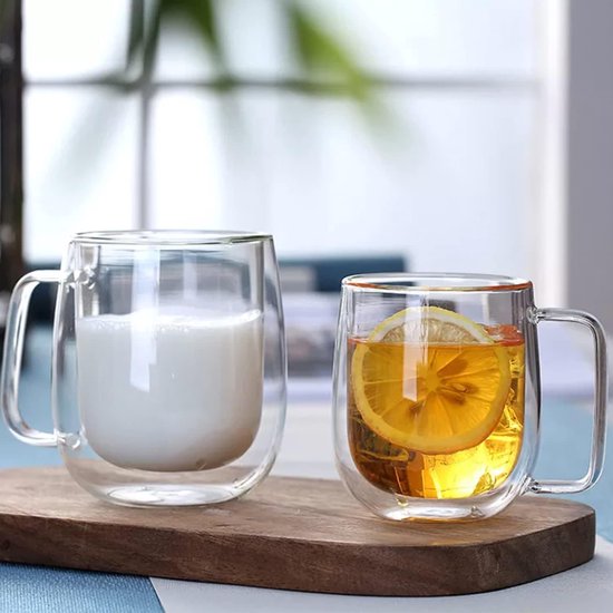 4x350ml Tasse à Café Tasse Cappuccino Verre Double Paroi, Tasses Latte  Macchiato Résistant à la Chaleur, Cadeau de Noël Mug Double Paroi en Verre  pour Café, Boissons Chaudes ou Froides, Thé, Jus