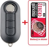 Autosleutel 3 knoppen klapsleutel + Batterij CR2032 geschikt voor Fiat sleutel / Fiat sleutelbehuizing / Fiat autosleutel.