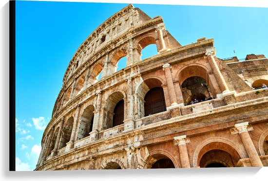 Canvas - Onderaanzicht van Colesseum in Rome, Italië - 90x60 cm Foto op Canvas Schilderij (Wanddecoratie op Canvas)