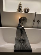 Planche de bain en bois - Steigerhout Zwart - Support de bain pour baignoire - Accessoire de salle de bain - Support de bain - Tablet and Fris Recess - industrialwood.nl - 90 cm