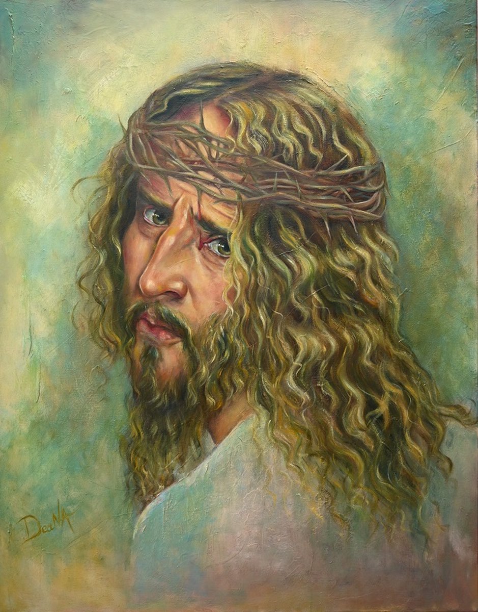 Glas schilderij - Jezus van Nazareth - Spirituele Kunst & Symboliek - 60 x 75 cm. - myDeaNA