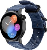 Strap-it Nylon gesp smartwatch bandje - geschikt voor Huawei Watch GT 2 42mm / GT 3 42mm / GT 3 Pro 43mm - blauw