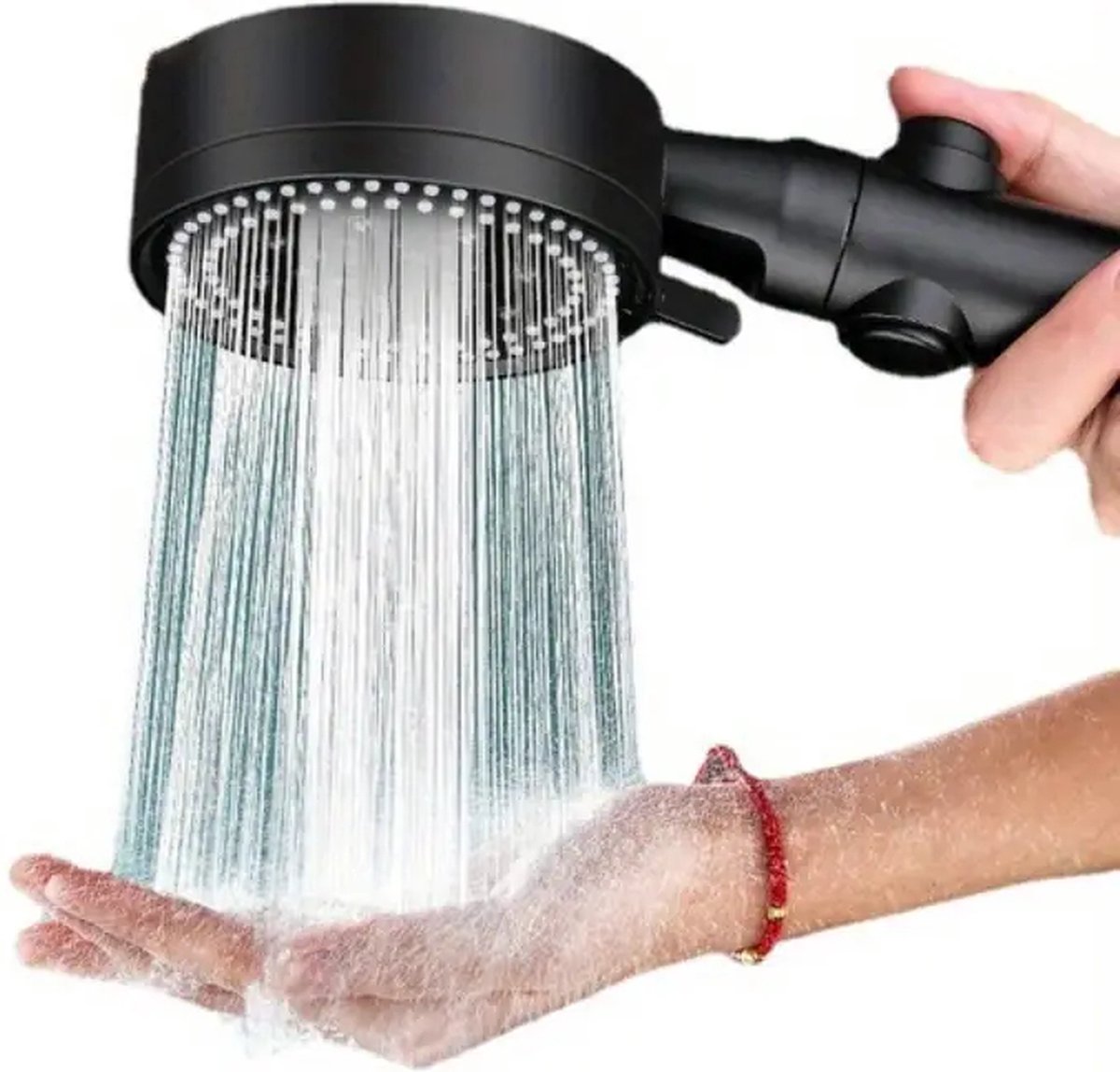 Waterbesparende Zwarte Douchekop met 6 Verstelbare Modi - Eenvoudig te Installeren - Hoogdruk Handdouche
