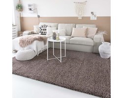 Hoogpolig vloerkleed shaggy Trend effen - taupe 60x110 cm