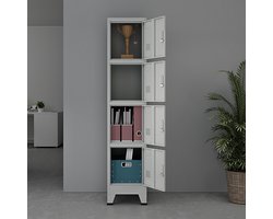 Lockerkast Joroinen 180x38x45 cm staal met 4 deuren grijs