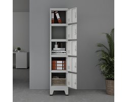 Lockerkast Joroinen 180x38x45 cm staal met 5 deuren grijs
