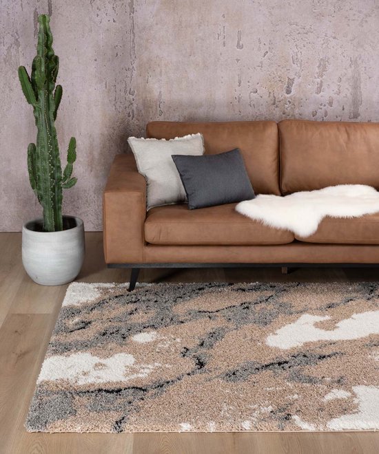 Hoogpolig vloerkleed Marble Artisan - beige 160x230 cm