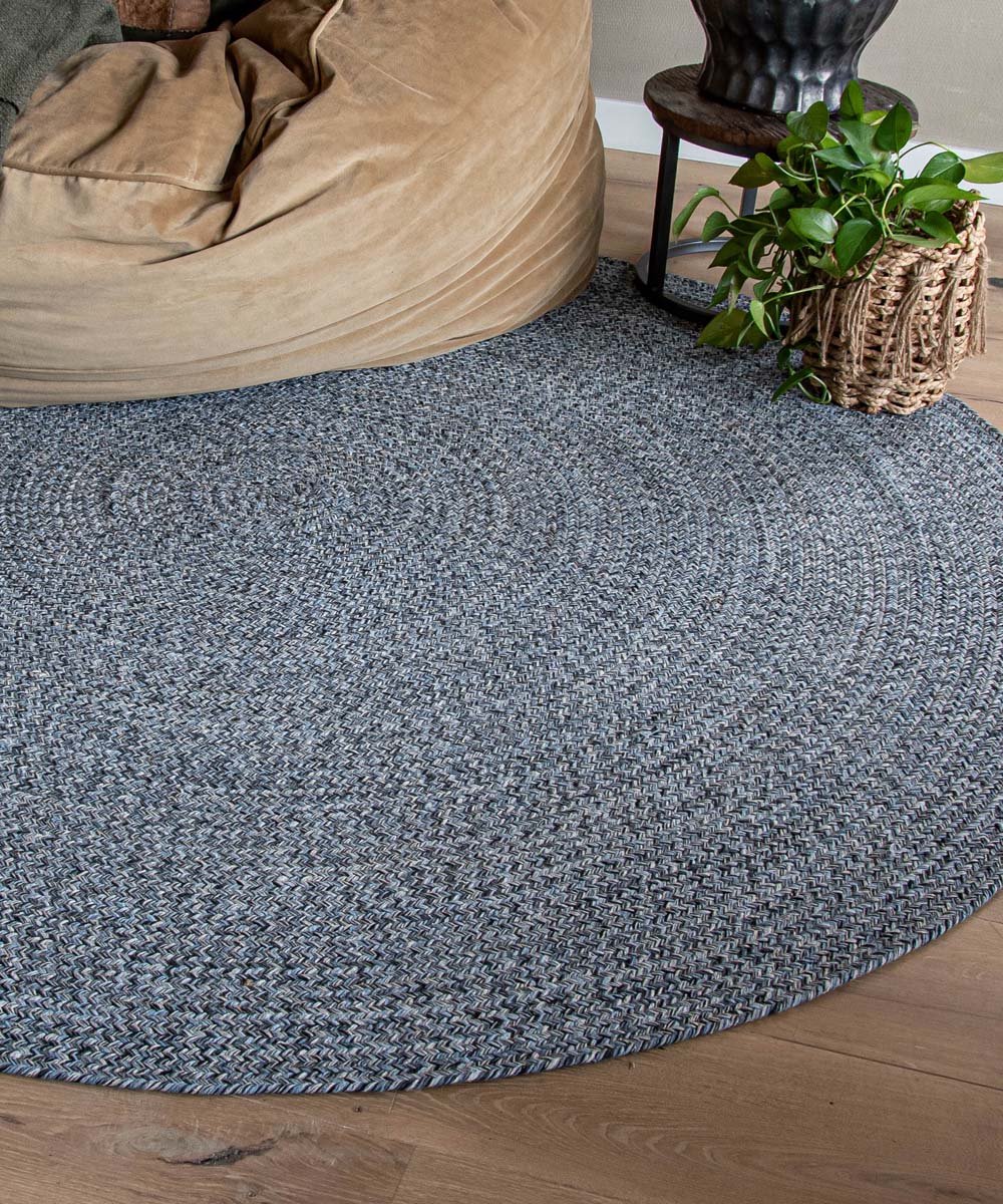 Rond vloerkleed katoen - Joy blauw 160 cm