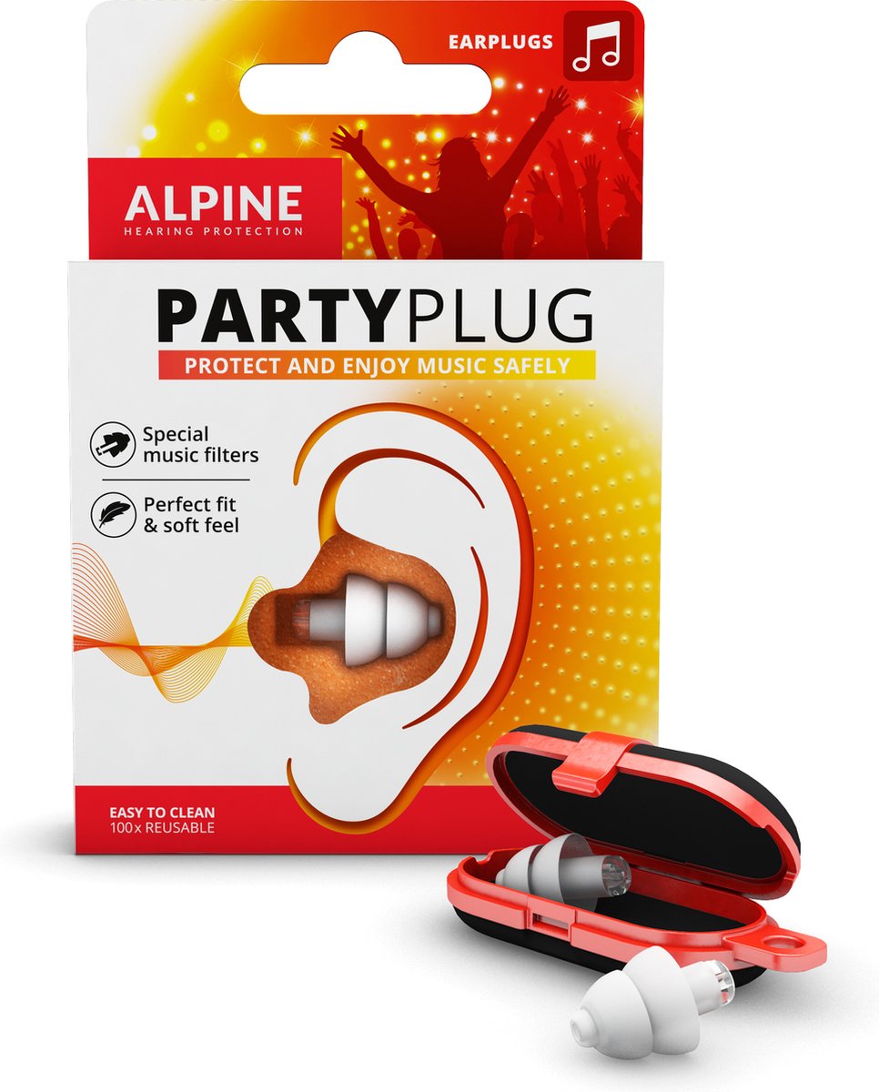 Alpine PartyPlug - Oordoppen - Comfortabele earplugs voor muziekevenementen, concerten en festivals - Voorkomt gehoorschade - SNR 19dB - Wit - Alpine Hearing protection