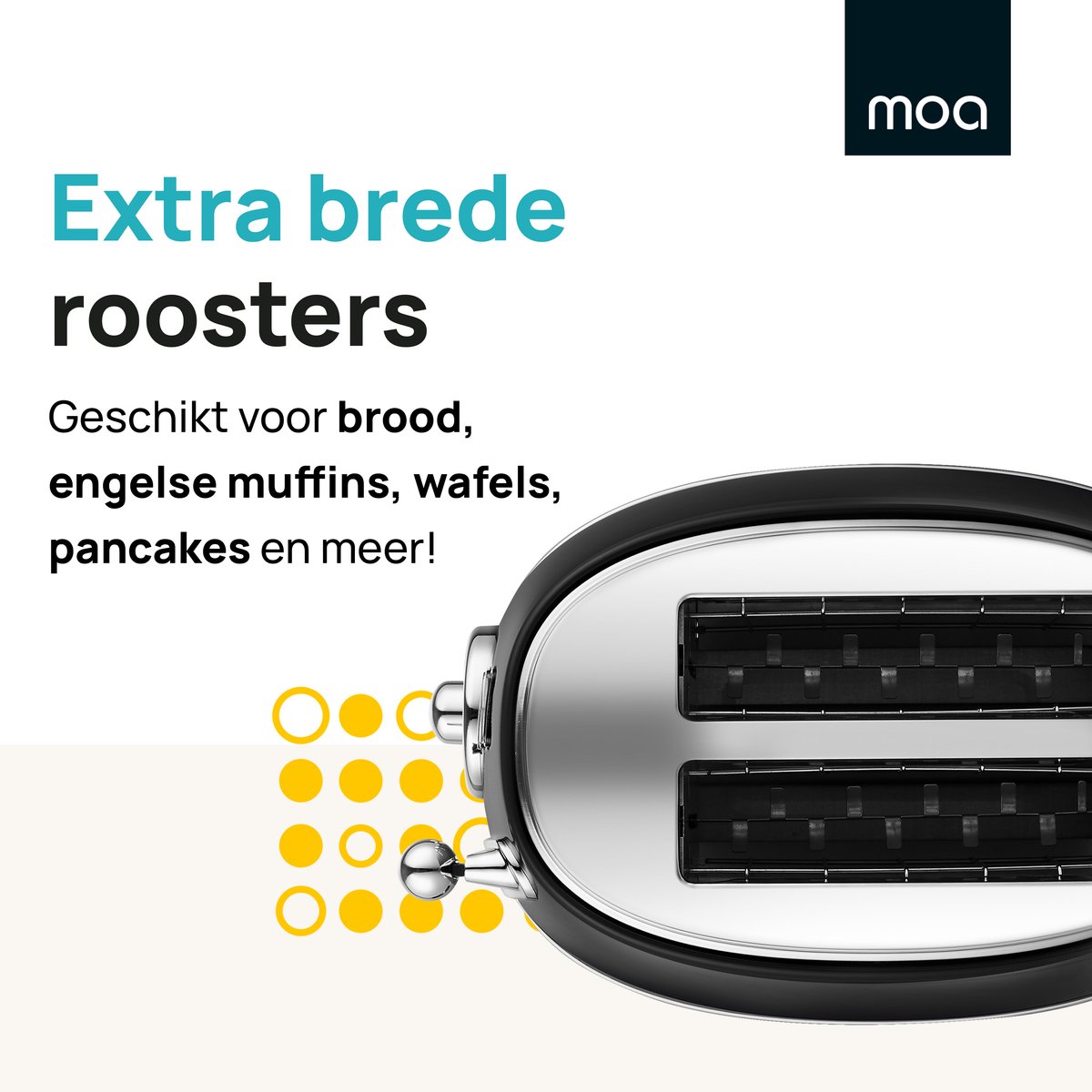 MOA Retro Broodrooster - Toaster met 2 Extra Bede Sleuven - 6 Warmteniveaus - BPA Vrij - 850W - Zwart thumbnail 8