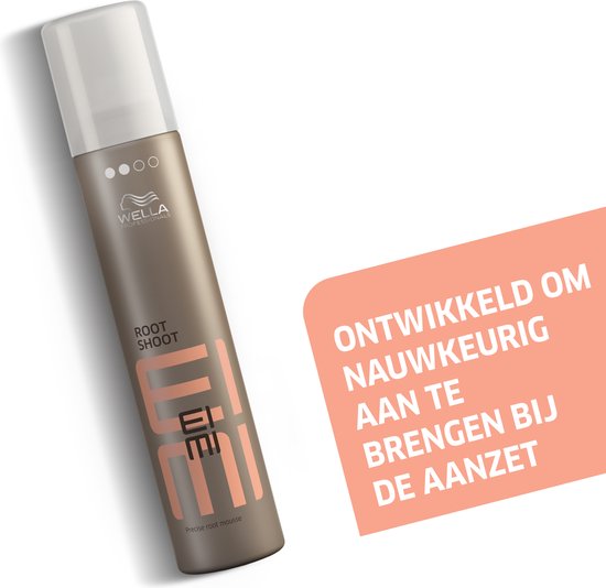 Wella EIMI Root Shoot mousse met tekst: "Ontwikkeld om nauwkeurig aan te brengen bij de aanzet".