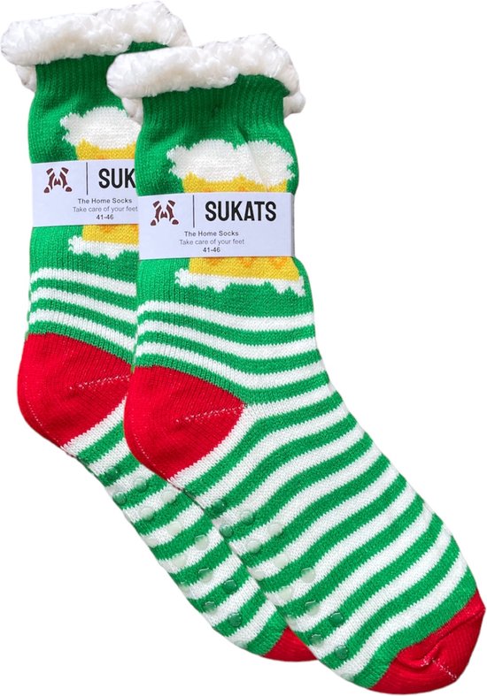 Sukats® Huissokken - Homesocks - Anti-Slip - Fluffy - Huissokken - Kerst - Kerstsokken - Variant