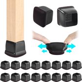 Beschermkappen met vilt voor stoelpoten, meubelbekers vierkant, tafelbescherming, meubelmat houten vloer, zwart 16 stuks