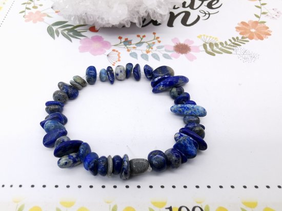Edelsteen – Armband – Lapis lazuli - Splitstenen – 15 cm – Kinderen