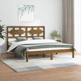 The Living Store Houten Bedframe - Grenenhout - 205.5x145.5x31 cm - Honingbruin - 140x200 cm