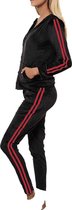 Survêtement / Survêtement / Jogging Femme Premium | Vêtements de Sport | Zwart-Rouge - XS