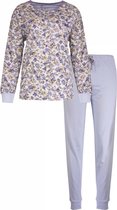 Tenderness Dames Pyjama Set - Bloemetjes print - 100% Gekamde Katoen - Licht Blauw - Maat L