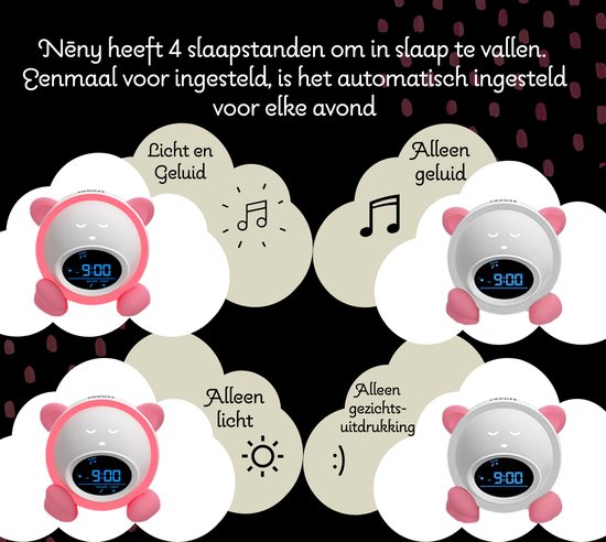 YUCONN Nēny Slaaptrainer Kinderen - Kinderwekker met Nachtlamp - Slaapwekker - Slaaphulp - Dimbaar - Roze van Merkloos — afbeelding 3