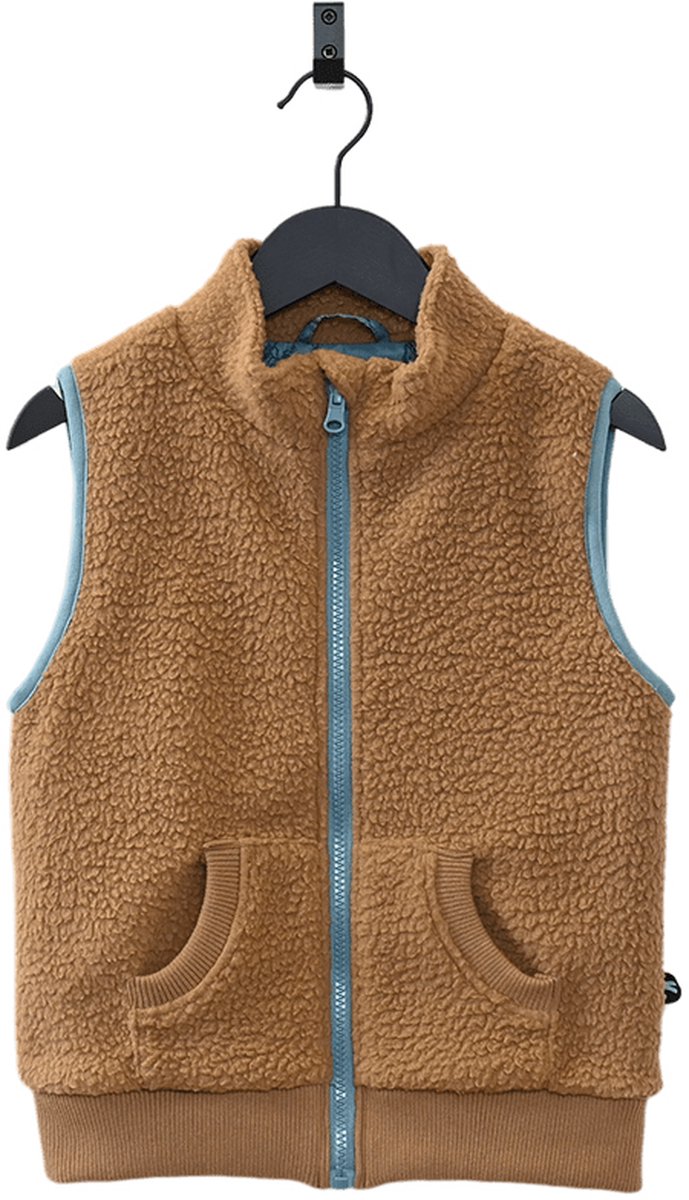 Ducksday fleece bodywarmer voor kinderen teddy sherpa unisex – petrol – 10 jaar Bruin