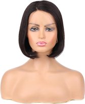 Elysium - Perruques Femme Cheveux Humains - Perruque Zwart - Perruques Femme Lavable - 25 cm