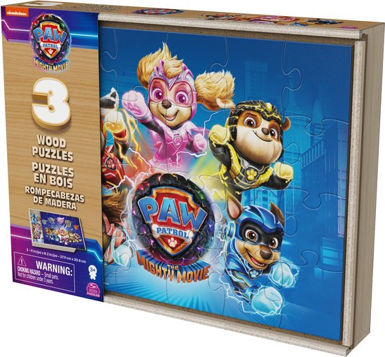 Paw Patrol Mighty Movie Wood Puzzle 3-Pack | bol