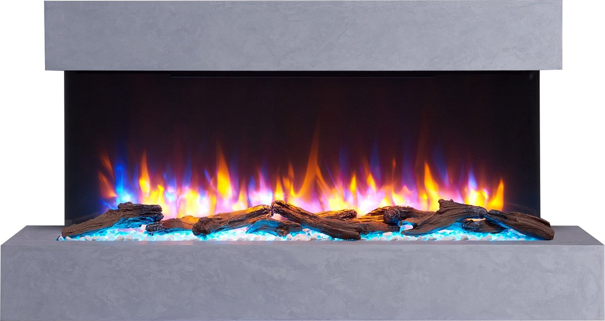 Richen cheminée électrique murale helia, foyer électrique avec effet de  flammes 3d, chauffage 2000w, éclairage led, cheminée avec télécommande,  minuteur & thermostat