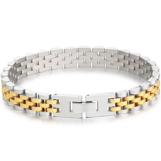 Bracelet Mini Jubilee - Style bracelet de montre - Couleur Argent / or - Acier - 10mm - Bracelet Homme - Bracelet Homme