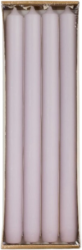 Rustik Lys - Lange dinerkaarsen 'Mat' (Pastel Lilac, Ø 2.1 x 29cm, set van 4)
