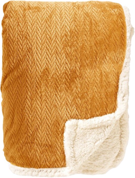 Dutch Decor - BOBBY - Plaid 150x200 cm - fleece deken met sherpa voering - Golden Glow - geel