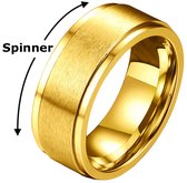 Fidget Ring Goud kleurig - Anxiety Ring - Fidget Toy Om Je Vinger! - Staal - Ringen Heren Dames - Cadeau voor Man - Mannen Cadeautjes