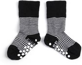 KipKep chaussettes antidérapantes - taille 18-24 mois - Rayures noires, noir - Chaussettes Stay-on - 1 paire - ne s'affaissent pas - Stay-on-Socks - coton biologique