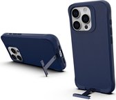 Hoesje Metalen Kickstand Back Cover Blauw Geschikt voor Apple iPhone 15 Pro