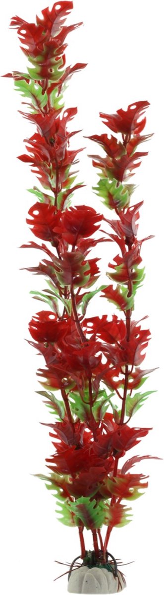 Nobleza Aquariumplant - Kunststof Nepplant - Aquariumdecoratie - Groen met Rood Blad