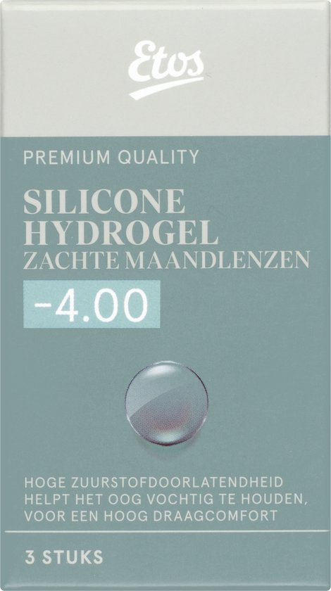 Foto: Etos maandlenzen silicone hydrogel zacht sterkte 4 00 1x3 stuks