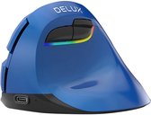 Delux M618mini Ergonomische muis – Draadloos (2,4ghz + Bluetooth) – Oplaadbaar / Accu – Silent muis / Stille muis – Blauw - Anti-RSI muis - 2400 DPI - Rechtshandig