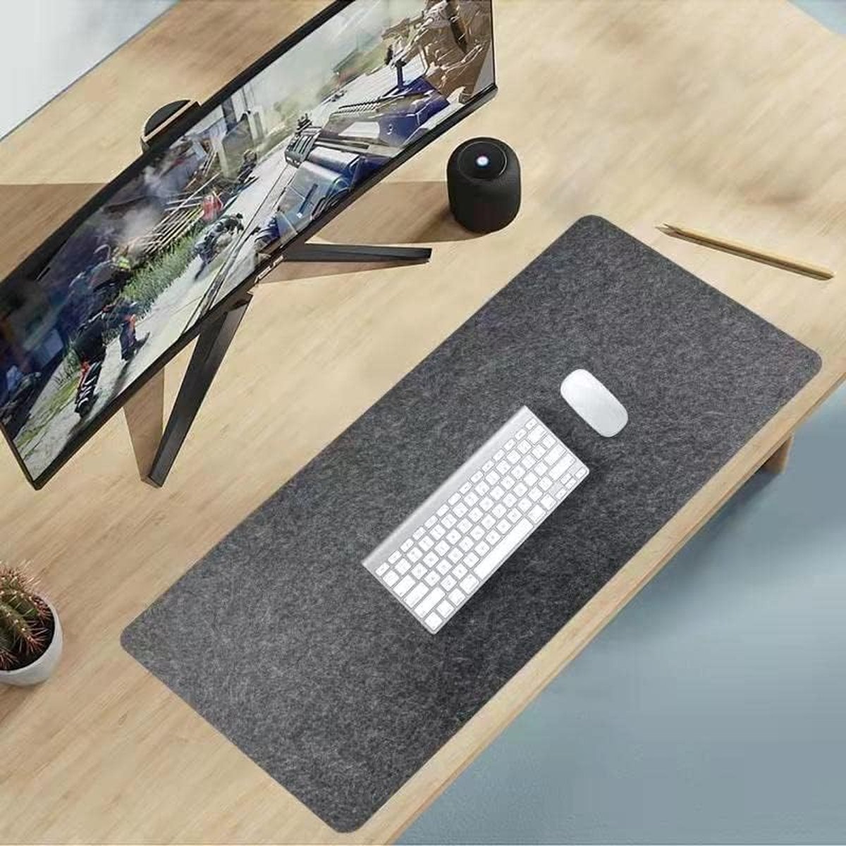 Tapis de souris en feutre avec dessous antidérapant, tapis de souris gris  clair doux, tapis de souris de bureau minimaliste -  France