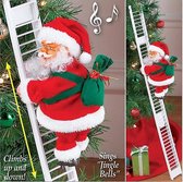 Happy Trendz® Kerstman Klimmend ladder - Klimmende Kerstman - Kerstman op Ladder – Kerstman Pop – Kerstmannen – Kerstman Klimmen – Muziek - Kerstcadeau – Speelgoed – Kerstversiering – Wit