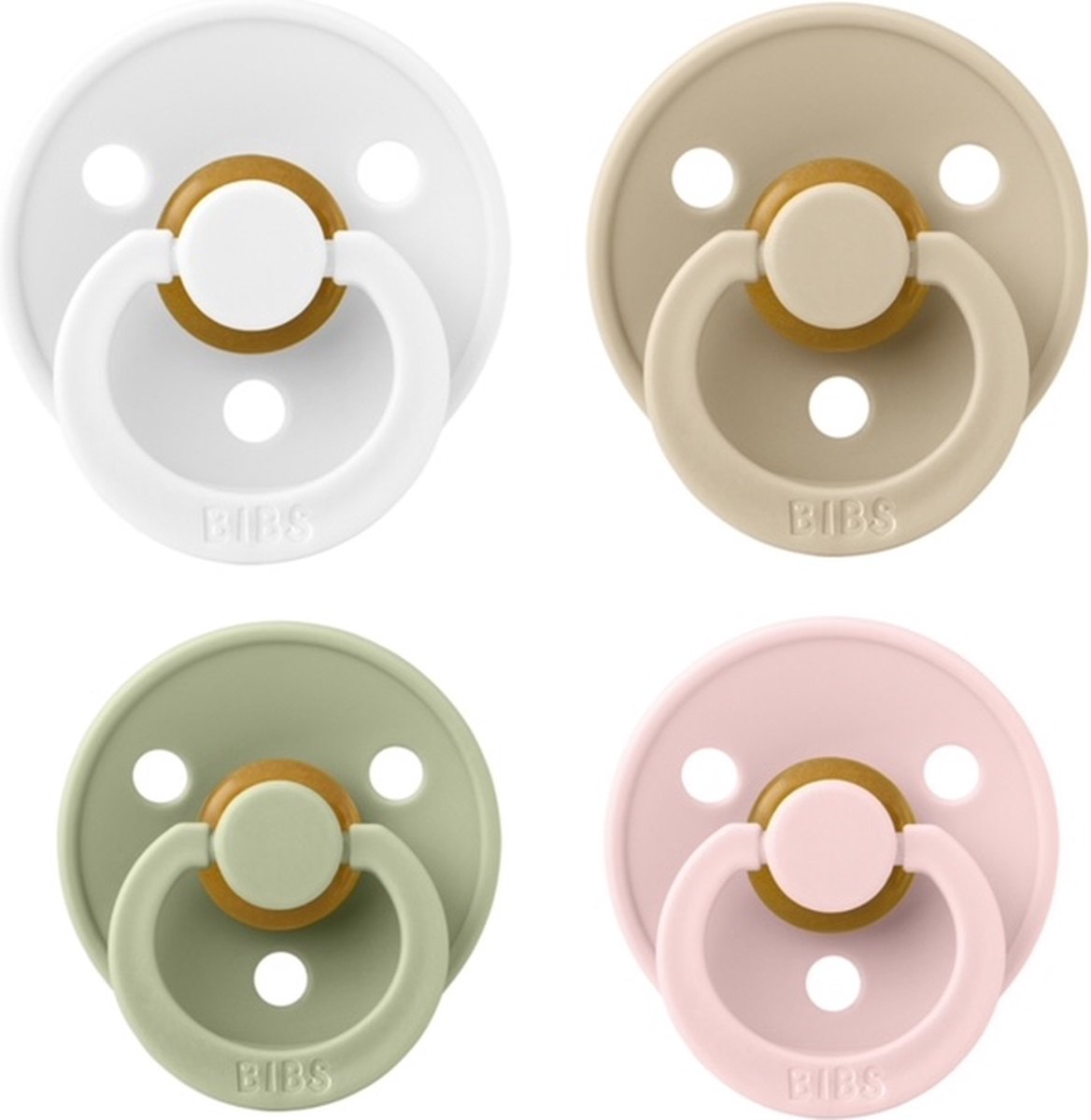 Goedkoopste Bibs fopspeen 0-6 maand set 4 stuks Blossom,Sage,White en Vanilla maat 1