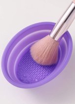 Reinigingspad Voor Make-up Borstels - Bakje - Schaaltje - Schoonmaken - Reinigen - Make Up - Borstel - Cleaning - Washing - Brushes - Uitvouwbaar - Paars