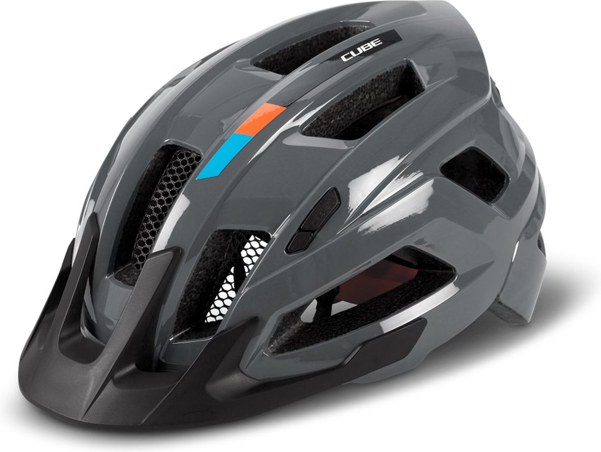CUBE Fietshelm Steep - 49-55 cm – Maat S - All terrain helm - In-mould-constructie – Insectennetje – Afneembare zonneklep – Donkergrijs