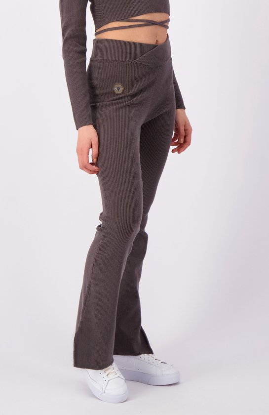 Flare Pants - Ribbed Cotton - Maroon main image 1