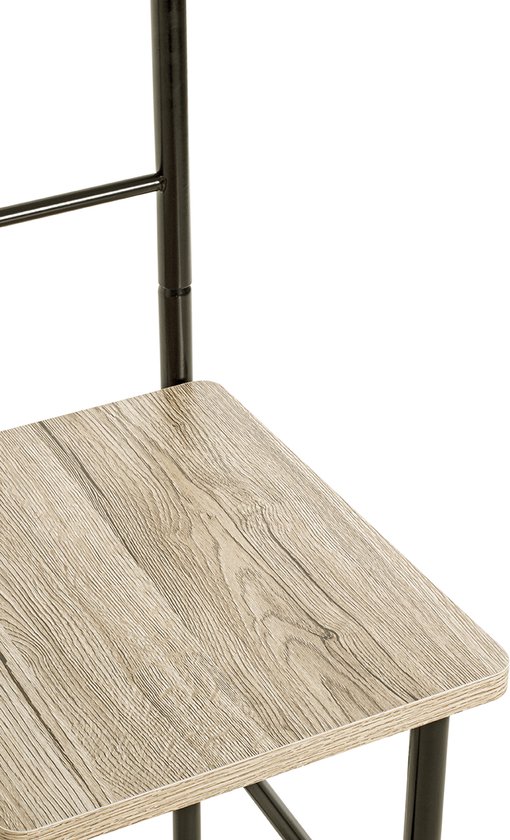 Stijlvolle Dressoir Stoel - Mat Zwart Gelakt Staal, Zitting van Eiken San Remo Decor MDF