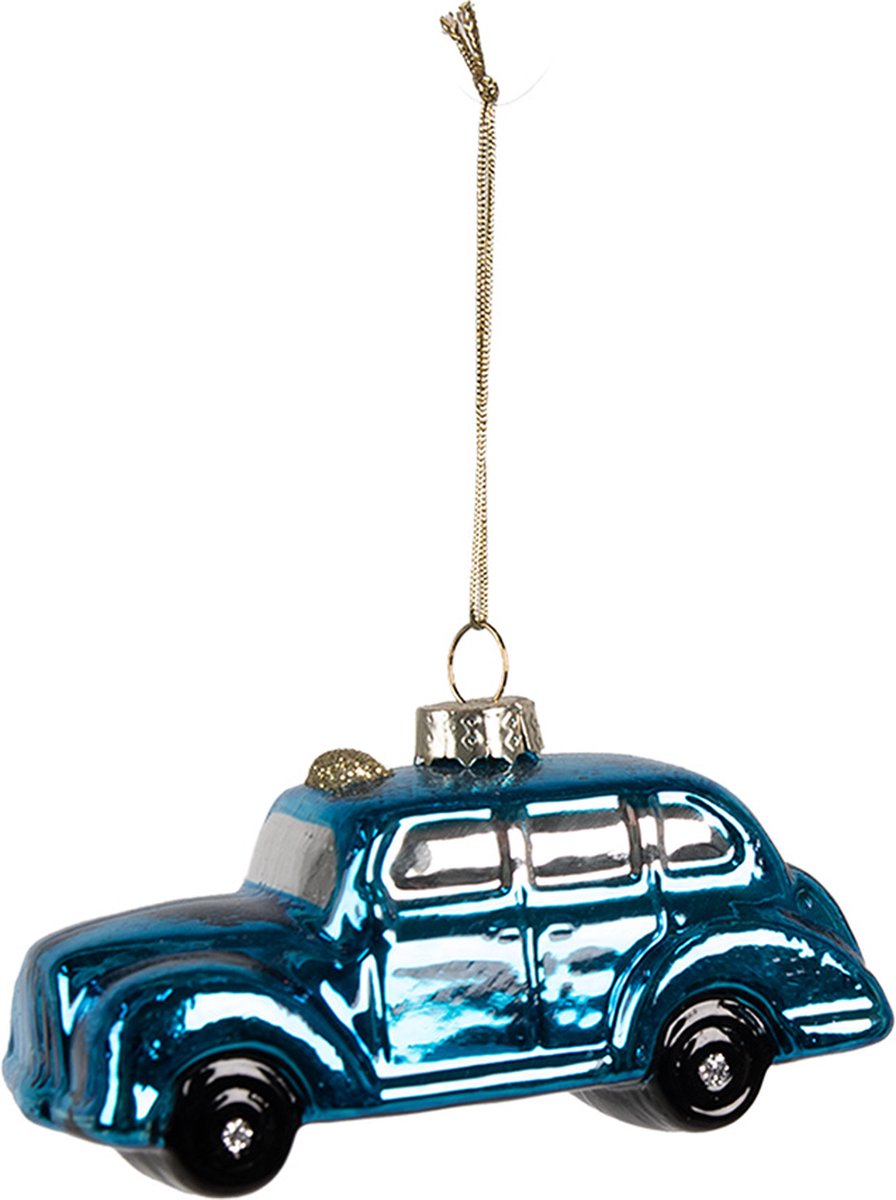 6GL4328 Ornement de Noël Voiture 5 cm Bleu Verre Décorations d