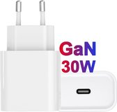 USB C Oplader - 30W USB-C Adapter - GaN Technologie - Geschikt voor iP 14/13/12/11 & S23/S22/S21/A54/A73 - Fast Charger - Wit