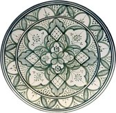 Handmade Marokkaanse aardewerk schaal groen Ø35