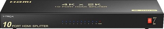 HDMI-splitter 1 in 10 uit - 10 poort - 1x10 Full HD 1080P HDMI 1.4 splitter met switcherconverter Ondersteuning 4KX2K 3D digitaal audioformaat - Zwart (10 poort HDMI-splitter 4K)